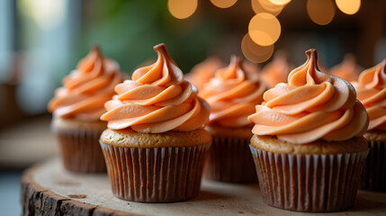 Startup team celebrating small wins with October themed cupcakes