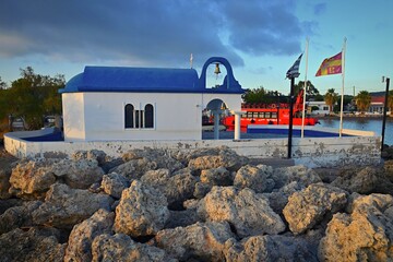 Beautiful little Greek chapel. Classic nice concept for travel and holidays in Greece.