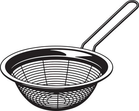 black and white strainer with handle clip art preview