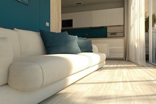 Bright, cozy living room in modern apt