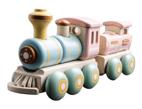 Wooden train toy, pastel colors