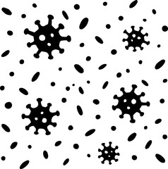 Virus and Dust Particles Flying in Air - Contagion Silhouette vector with white background 