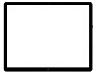 Blank tablet screen, black bezel