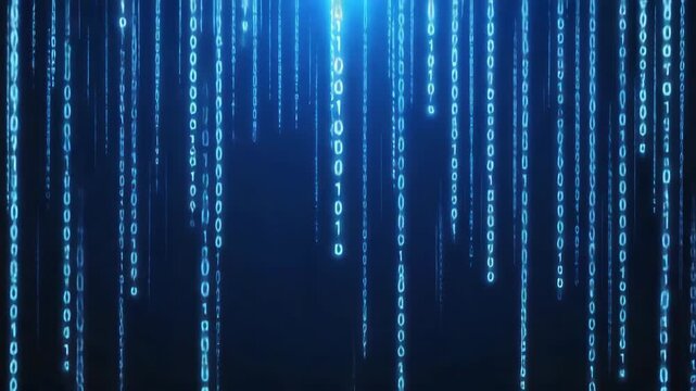 Cloud Computing Data Flow with Glowing Binary Code