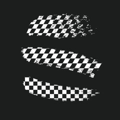 Distressed Checkered Flag Brush Strokes.