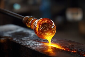 Molten glass being shaped (1)