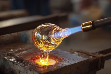 Glassblowing in progress