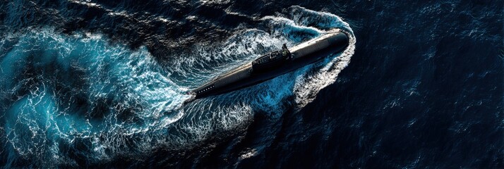 Submarine in choppy water