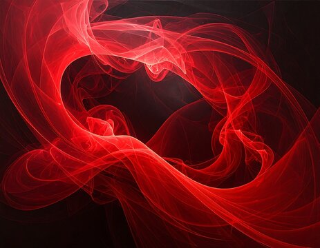 Abstract red swirling shapes on dark background