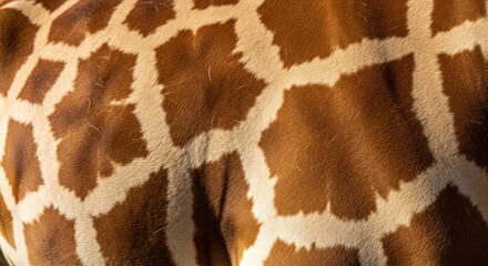 Close up of giraffe pattern background with brown and white