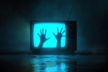 Vintage TV with eerie hands