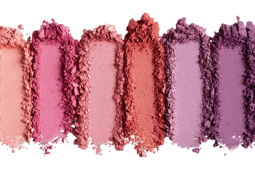Close-up of eyeshadow palette with various shades of pink and mauve