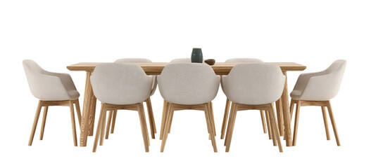 Light beige dining set with wooden legs