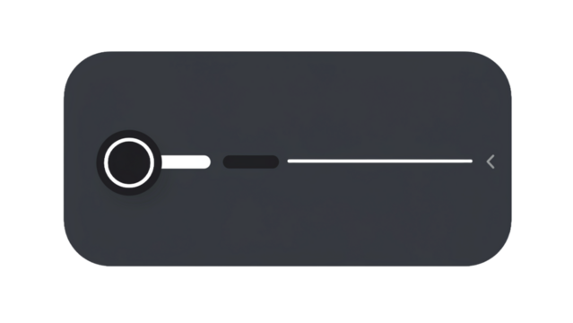 Modern dark UI slider control with adjustable settings for digital interfaces, representing progress, selection, or volume control with clean, minimalist design elements