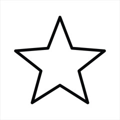 Simple black outline of a five pointed star on a white background shape symbol