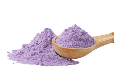 Purple powder in wooden spoon