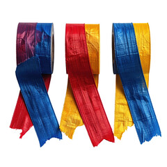 Fototapeta premium Colorful rolls of textured tape, arranged in overlapping ribbons