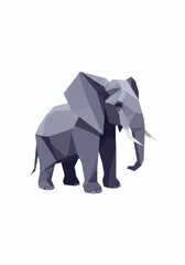 Geometric Elephant Illustration with Angular Design and Gray Tones.