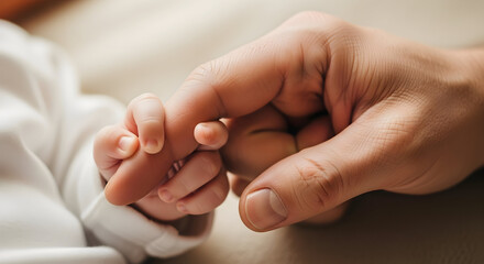 Fatherhood and the precious bond captured in a close-up image of hands joining