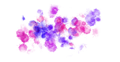 Vibrant watercolor blotches of magenta, blue and purple create a dynamic abstract art