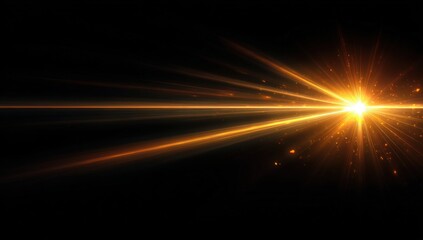 Fototapeta premium Abstract burst of golden light on black background