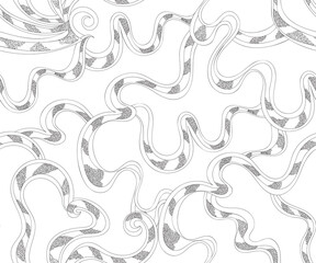 Abstract decorative vector seamless pattern with hand drawn ornamental lines