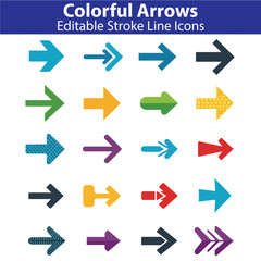 Colourful Arrows Vector Set &ndash; Multicolor, Direction, Navigation, and Flow Symbol Illustration Collection