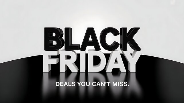 Black friday deals you cant miss text in 3d block letters on reflective surface