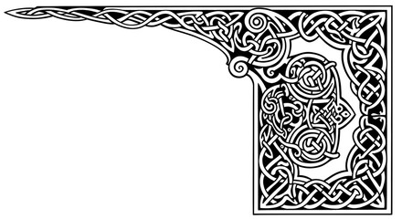 Ornate Celtic corner design with traditional interlaced knotwork