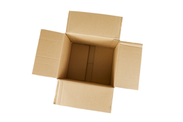 empty cardboard box top view isolated on white or transparent png