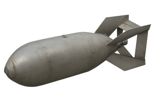 Military aerial bomb dropping through sky, dramatic perspective showcasing explosive power and precision targeting military weaponry