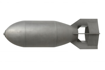 3d rendering depicting an atomic bomb in the act of falling, set against a transparent background, emphasizing its destructive power