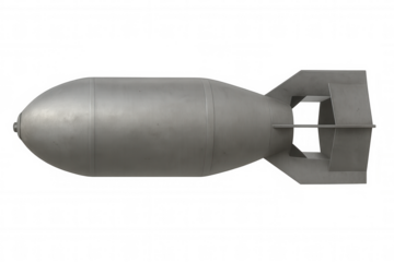 3d rendering depicting an atomic bomb in the act of falling, set against a transparent background, emphasizing its destructive power