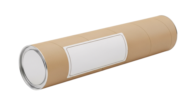 Cardboard tube isolated on transparent background