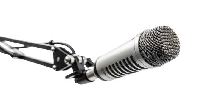 Microphone on stand isolated on transparent background