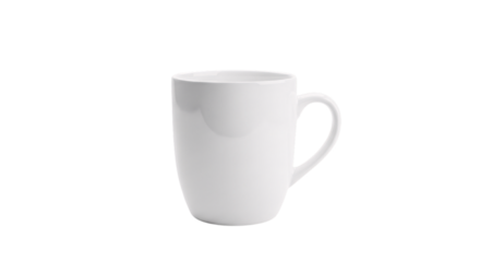 Plain white ceramic mug isolated on transparent background