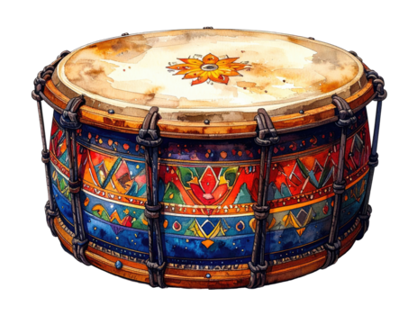 Ornate drum with vibrant design