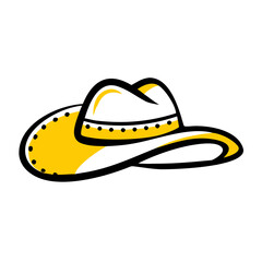 Stylized yellow cowboy hat icon on black background