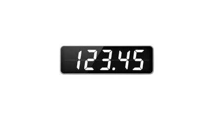 Digital display showing the number 12345 isolated on transparent background