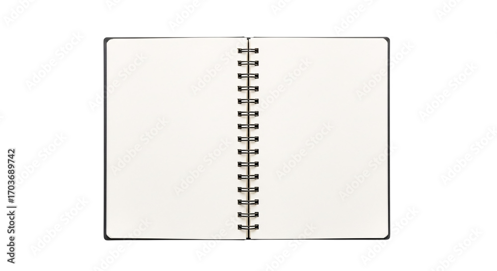 Wall mural open spiral notebook isolated on transparent background
