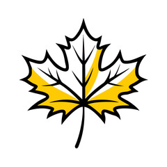 Abstract yellow shape resembling a stylized leaf or wing on a black background