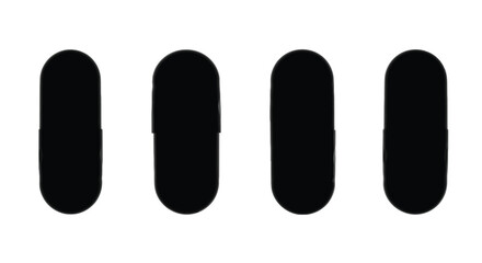 Four black rounded rectangles arranged in a row against a white surface vector