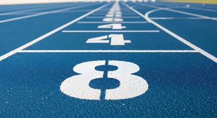 Running Track Lanes Numbered Eight.