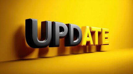 Update Text in 3D Black and Yellow Typography