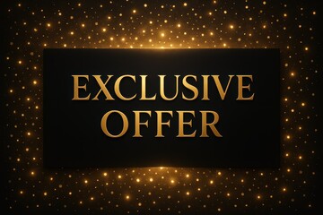 Exclusive Offer Golden Sign on Black Background