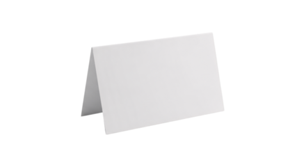 Blank white folded card isolated on transparent background