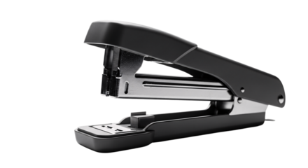 Black stapler isolated on transparent background