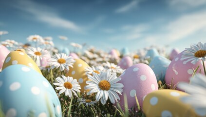Fototapeta premium Colorful Easter eggs in a meadow (1)