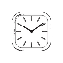 Modern Square Clock with Minimalist Design and Clean Lines Vector Illustration Template