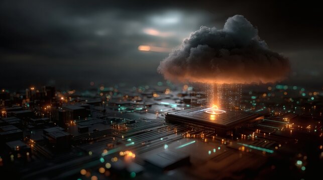 Artificial intelligence cloud computing with hologram padlock and cybersecurity network 